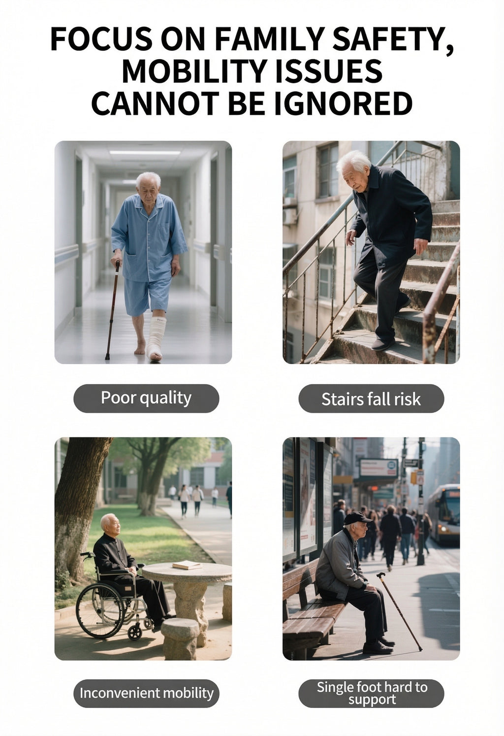 Aluminum Four-Legged Walking Cane for Seniors