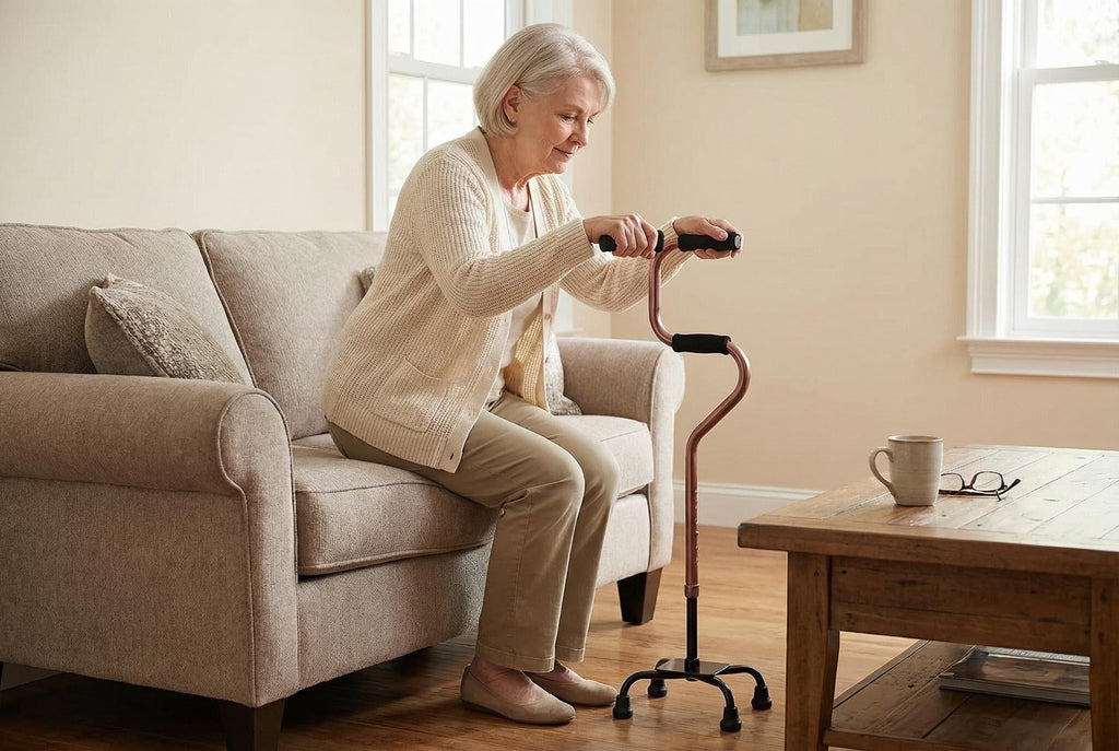 Aluminum Four-Legged Walking Cane for Seniors
