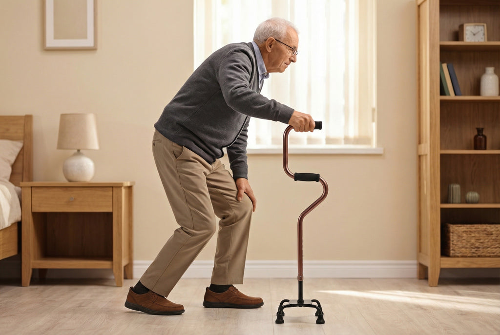 Aluminum Four-Legged Walking Cane for Seniors